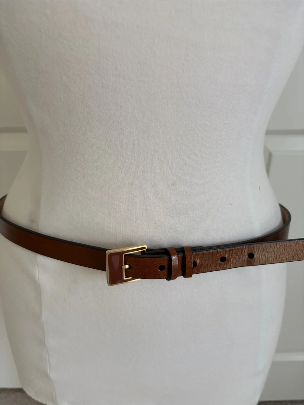 Cole Hahn Brown Leather Belt with Gold Buckle